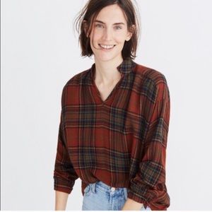 Madewell Popover Plaid Top